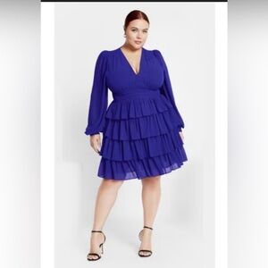 City Chic Elegant Blue Tiered Dress